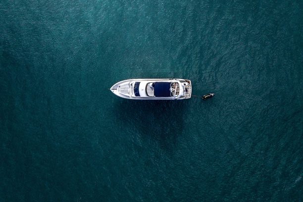 yacht in blue water