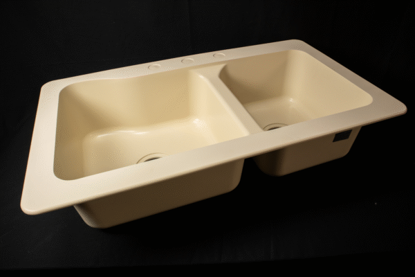 StoneCast 19 x 25 inch RV low saddle kitchen sink for camper kitchens