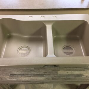 19 x 33 inch 60/40 undermount or top mount kitchen sink in brown fleck finish