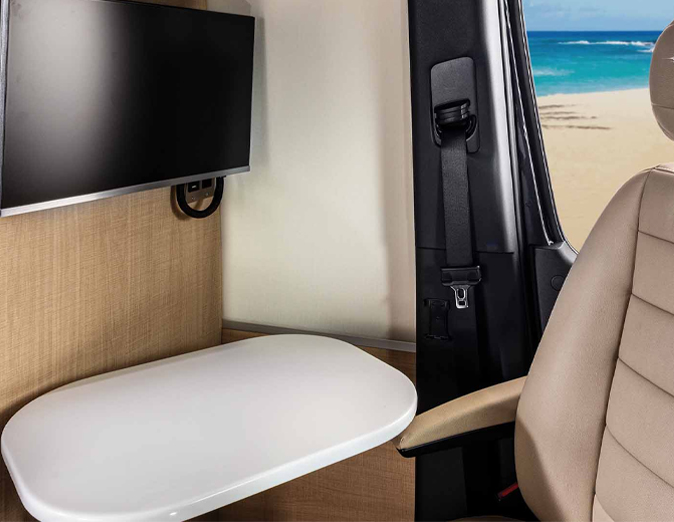 Solid surface dinette table for RV dining area